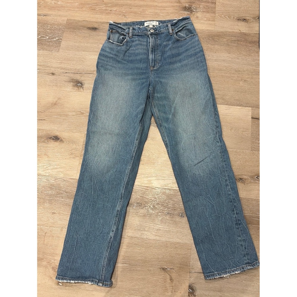 Abercrombie & Fitch Curve Love The 90s Straight Ultra High Rise Jeans 29 8R Blue